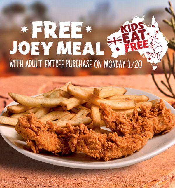 FREE JOEY MEAL - Kids Eat Free with adult Entree Purchase on Monday 1/20
