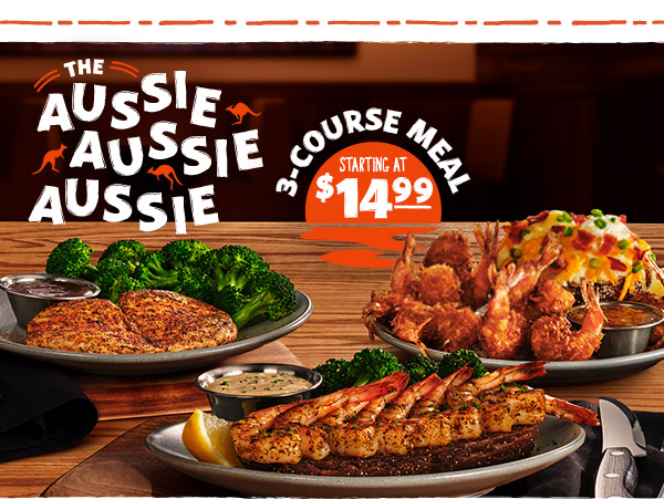 The Aussie Aussie Aussie 3 Course Meal. Starting at $14.99