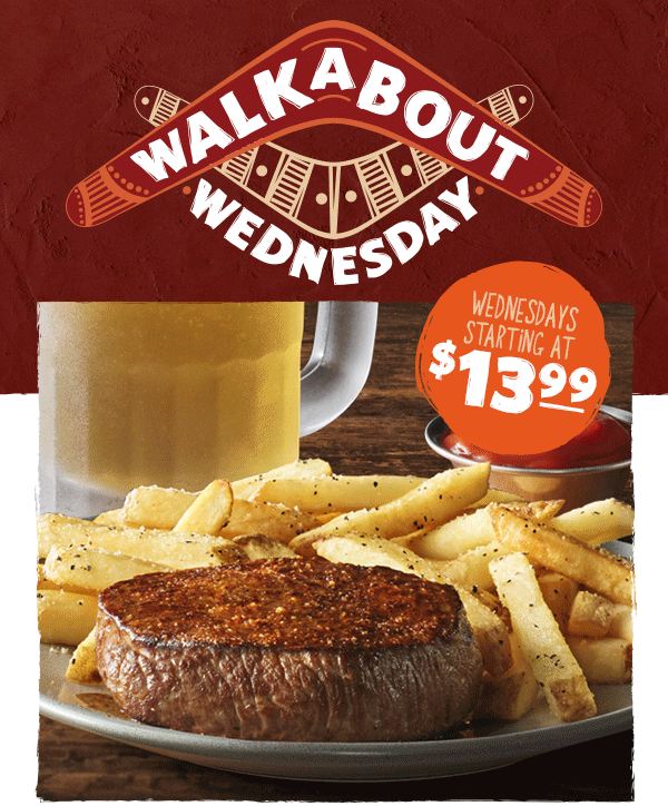 WalkAbout Wednesday - Wednesdays Starting At $13.99 - Free Refills of a Coca-Cola Product