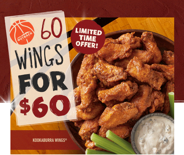 60 Wings For $60 Limited Time Offer!